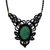 Macrame aventurine pendant necklace, 'Wild Dream in Green' - Macrame Aventurine and Brass Statement Necklace thumbail