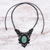 Macrame aventurine pendant necklace, 'Wild Dream in Green' - Macrame Aventurine and Brass Statement Necklace (image 2b) thumbail