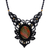 Macrame unakite pendant necklace, 'Wild Dream in Orange' - Macrame Unakite and Brass Statement Necklace thumbail