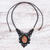 Macrame unakite pendant necklace, 'Wild Dream in Orange' - Macrame Unakite and Brass Statement Necklace (image 2b) thumbail