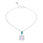 Hematite charm anklet, 'Playground Love' - Hematite and Sterling Silver Charm Anklet