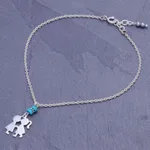 Hematite charm anklet, 'Playground Love' - Hematite and Sterling Silver Charm Anklet