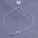 Hematite charm anklet, 'Playground Love' - Hematite and Sterling Silver Charm Anklet