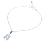 Hematite charm anklet, 'Playground Love' - Hematite and Sterling Silver Charm Anklet