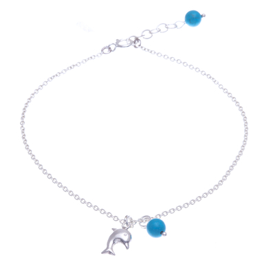 Sterling Silver Dolphin Charm Anklet