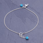Curated gift set, 'Ocean Bound' - Curated Gift Set with Earrings Anklet and 2 Scarfs in Blue
