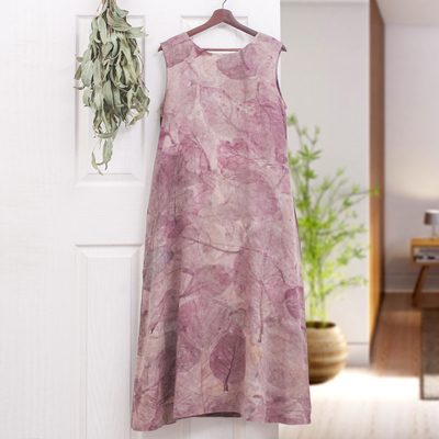 Hand-printed cotton sundress, Purple Teak