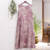 Hand-printed cotton sundress, 'Purple Teak' - Thai Ouke Print Cotton Sleeveless Dress thumbail