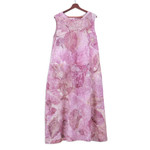 Hand-printed cotton sundress, 'Purple Teak' - Thai Ouke Print Cotton Sleeveless Dress