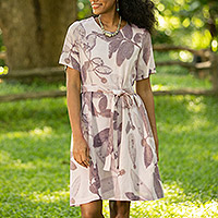 Featured review for Hand-printed cotton shift dress, Mellow Leaves