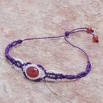 Macrame chalcedony pendant bracelet, 'Fine Art' - Macrame Chalcedony and Sterling Silver Wristband Bracelet