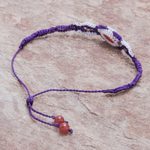 Macrame chalcedony pendant bracelet, 'Fine Art' - Macrame Chalcedony and Sterling Silver Wristband Bracelet