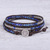 Lapis lazuli wrap bracelet, 'Planet Pluto' - Karen Silver and Lapis Lazuli Leather Wrap Bracelet (image 2) thumbail