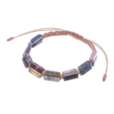 Makramee-Jaspis-Perlenarmband - handgeknüpftes Makramee-Jaspis-Armband