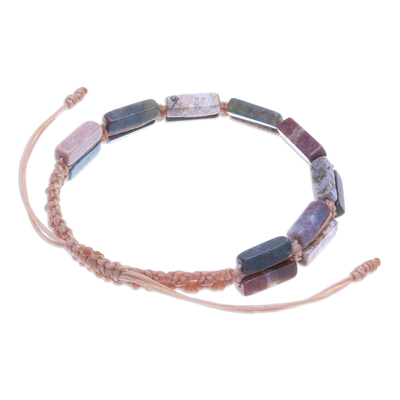Makramee-Jaspis-Perlenarmband - handgeknüpftes Makramee-Jaspis-Armband