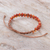 Macrame carnelian beaded bracelet, 'Fiery Luck' - Hand Made Macrame Carnelian Beaded Bracelet