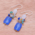 Quartz beaded dangle earrings, 'Blueberry Soda' - Sterling Silver and Quartz Dangle Earrings (image 2b) thumbail