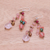 Pendientes colgantes con múltiples piedras preciosas - Aretes colgantes de cuarzo rosa y perlas cultivadas