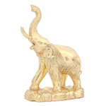 Gold foil and wood sculpture, 'Thai Trunk' - Thai Gold Foil and Wood Elephant Sculpture