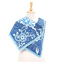 Batik cotton scarf, 'Icy Garden' - Batik Cotton Garden-Motif Scarf