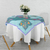 Batik cotton tablecloth, 'Caribbean Blue' - Batik Cotton Tablecloth with Floral Motif