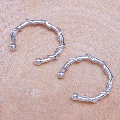 Sterling silver ear cuffs, 'Silver Vines' - Handmade Sterling Silver Ear Cuffs