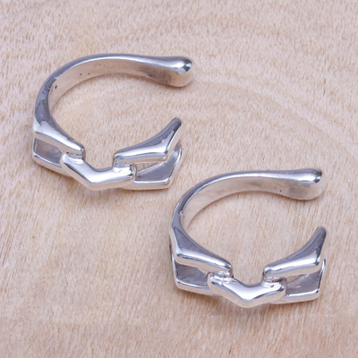 Sterling silver ear cuffs, 'Silver Chain' - Hand Made Sterling Silver Ear Cuffs
