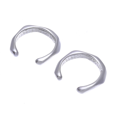 Sterling silver ear cuffs, 'Silver Day' - Artisan Made Sterling Silver Ear Cuffs