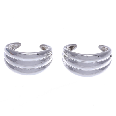 Sterling silver ear cuffs, 'Silver Shores' - Artisan Crafted Sterling Silver Ear Cuffs