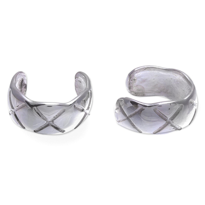 Sterling silver ear cuffs, 'Silver Fun' - Handcrafted Sterling Silver Ear Cuffs