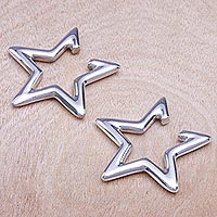 Ear cuffs de plata de ley - Ear cuffs en forma de estrella de plata de primera ley