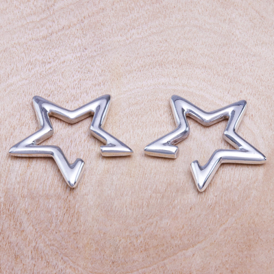 Sterling silver ear cuffs, 'Star Lover' - Sterling Silver Star-Shaped Ear Cuffs