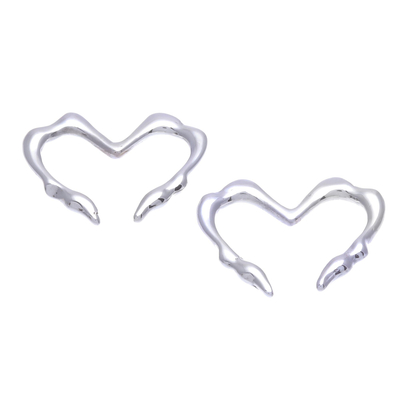 Handcrafted Sterling Silver Heart-Themed Ear Cuffs