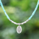 Amazonite pendant necklace, 'Pale Flower' - Amazonite and Sterling Silver Pendant Necklace