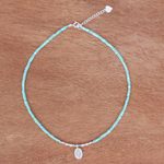 Amazonite pendant necklace, 'Pale Flower' - Amazonite and Sterling Silver Pendant Necklace