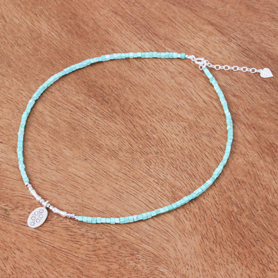 Amazonite pendant necklace, 'Pale Flower' - Amazonite and Sterling Silver Pendant Necklace
