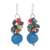 Multi-gemstone dangle earrings, 'Deep Dream' - Peridot and Cultured Pearl Cluster Earrings