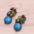 Multi-gemstone dangle earrings, 'Deep Dream' - Peridot and Cultured Pearl Cluster Earrings (image 2b) thumbail