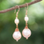 Rose gold-plated cultured pearl dangle earrings, 'Sea Glow' - Rose Gold-Plated Cultured Pearl Dangle Earrings (image 2) thumbail
