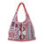 Leather-accented cotton blend hobo handbag, 'Geometric Party' - Geometric Patterned Cotton Blend Hobo Handbag