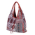 Leather-accented cotton blend hobo handbag, 'Geometric Party' - Geometric Patterned Cotton Blend Hobo Handbag