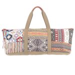 Leather-accented cotton blend yoga bag, 'Summer Fit' - Geometric Patterned Cotton Blend Yoga Mat Bag