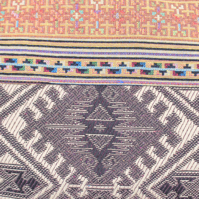 Bolsa de yoga de mezcla de algodón con detalles de cuero - Bolsa para esterilla de yoga en mezcla de algodón con estampado geométrico