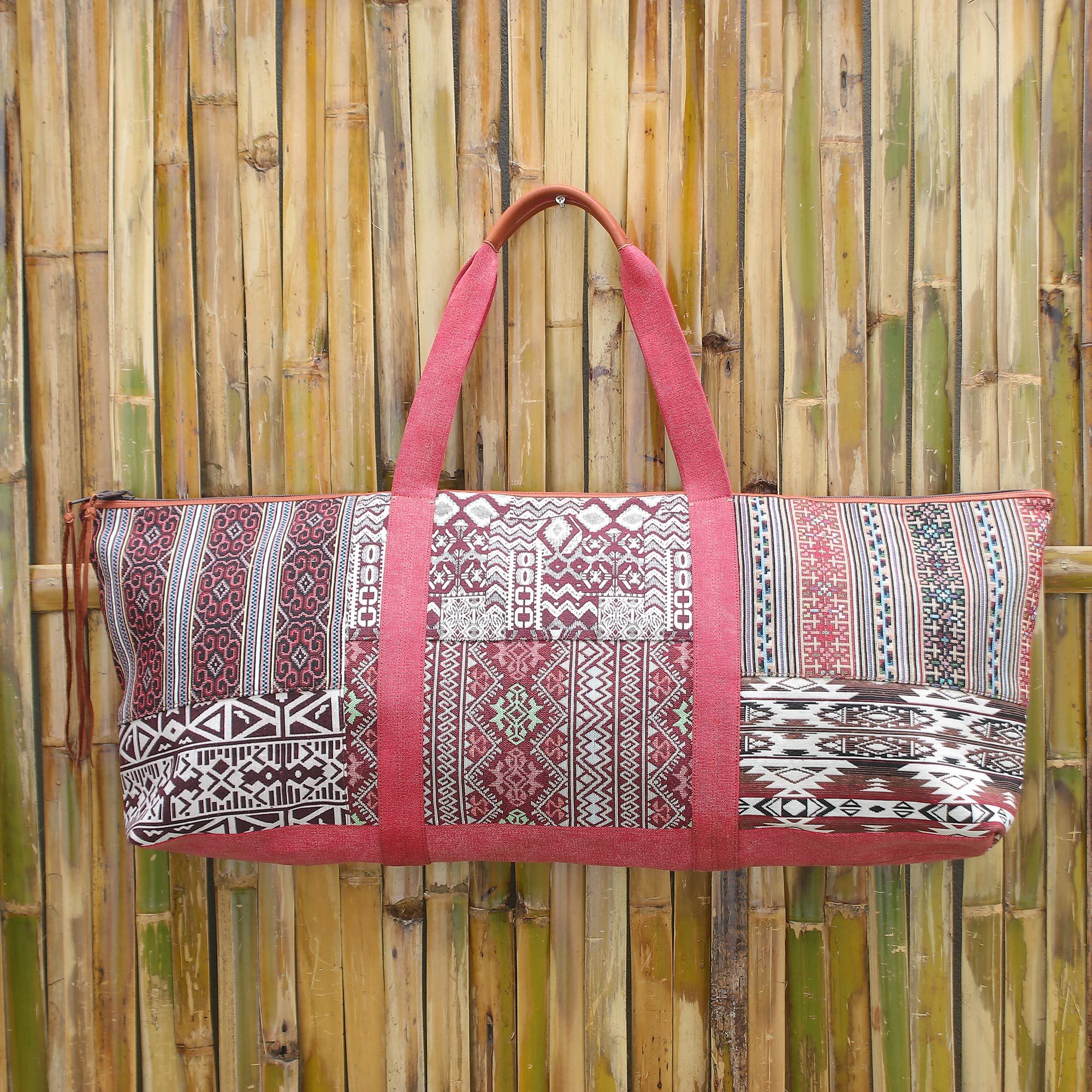 Woven Cotton Blend Yoga Mat Bag Active Day NOVICA