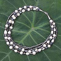 collar de estacion de perlas cultivadas - Collar estacion de perlas cultivadas hecho a mano
