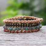 Gemstone beaded macrame bracelets, 'Amazing Holiday' (set of 5) - Jasper and Agate Beaded Macrame Bracelets (Set of 5)