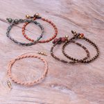 Gemstone beaded macrame bracelets, 'Amazing Holiday' (set of 5) - Jasper and Agate Beaded Macrame Bracelets (Set of 5)