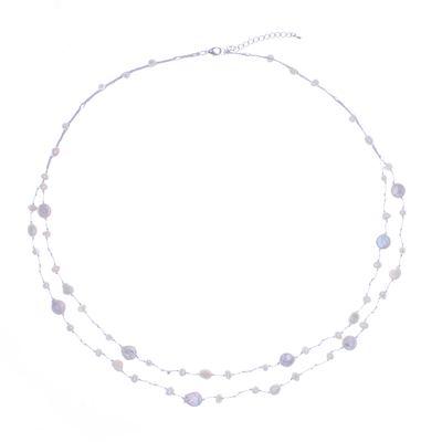 Halskette aus Zuchtperlen - Handgefertigte Halskette aus Zuchtperlen und Glasperlen