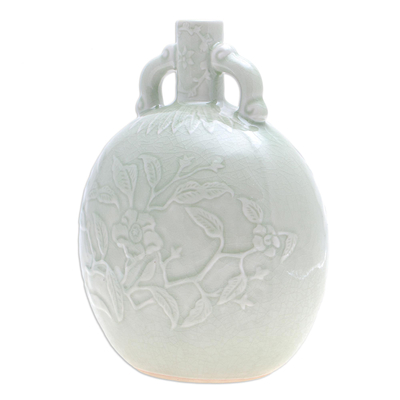 florero de cerámica celadón - Florero de cerámica celadón hecho a mano