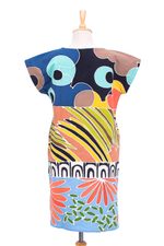 Cotton batik shift dress, 'Summer Air' - Artisan Crafted Cotton Batik Shift Dress